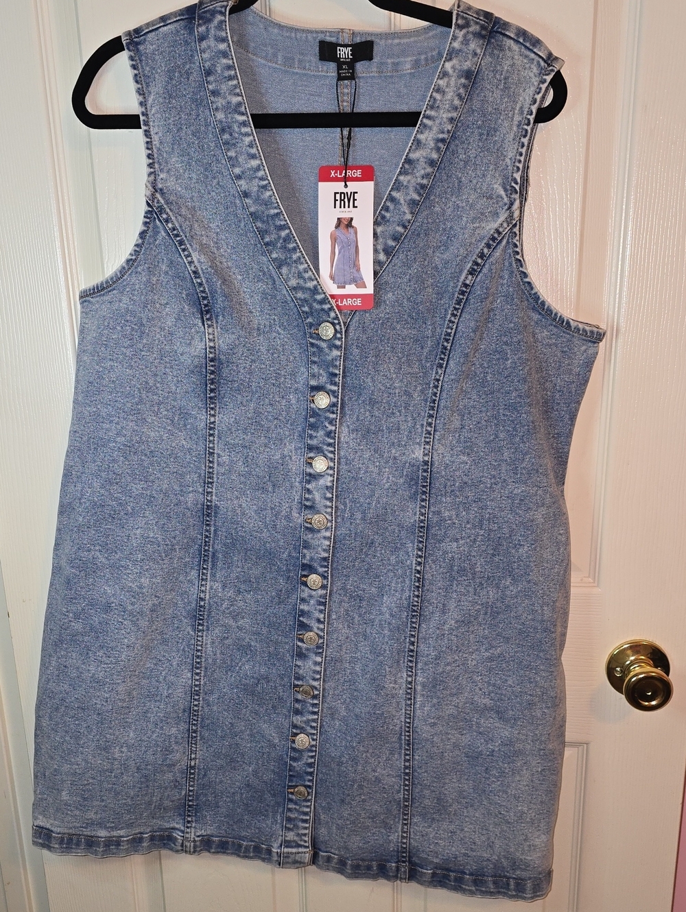 Frye Light Blue Denim Vest with Contrast‎ Stitching